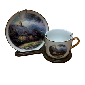 Thomas Kinkade Moonlight Cottage Cup Plate Set Teleflora Collector Gift